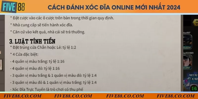 Cách đánh xóc đĩa với 4 cửa đặt cược như tài/xỉu, chẵn/lẻ