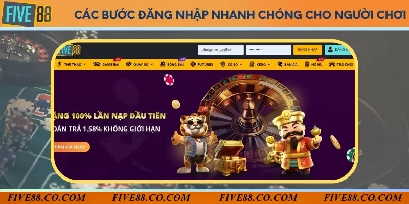 Đăng nhập Five88 trên máy tính/điện thoại