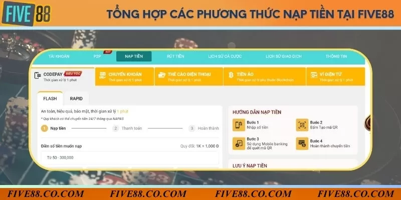 Đa dạng phương thức nạp tiền